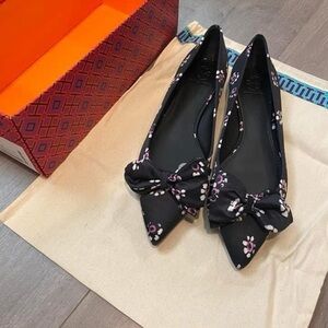Tory Burch Black Floral Flats